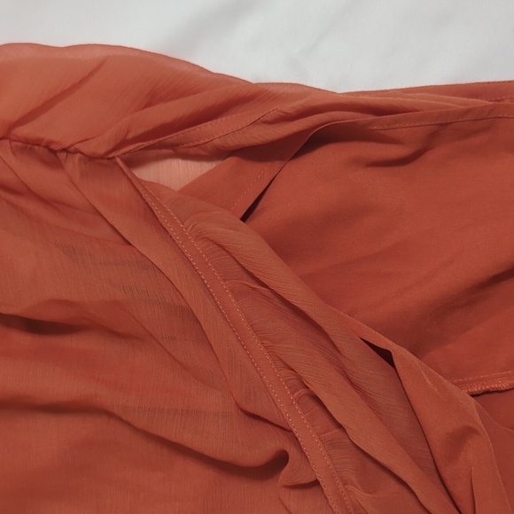 ASOS DESIGN corset lace chiffon mix panelled milkmaid midi dress, Color Rust Sz0 - Picture 9 of 16